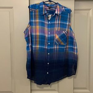 Plaid Ombré Button Down Tank Top